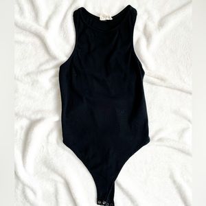 Black Open Edit Ribbed Bodysuit